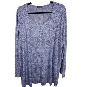 Studio 1886, Size 2X, Blue & White Rib Knit Sweater, Super Soft, Variated Knit